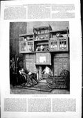 Old Antique Print Jacobean Chimney Piece Lady Reading Chair Fireside 1877 19th