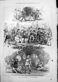 Original Old Antique Print Scenes Oxygen Folly Theatre Dancing Tanks 1877 19th