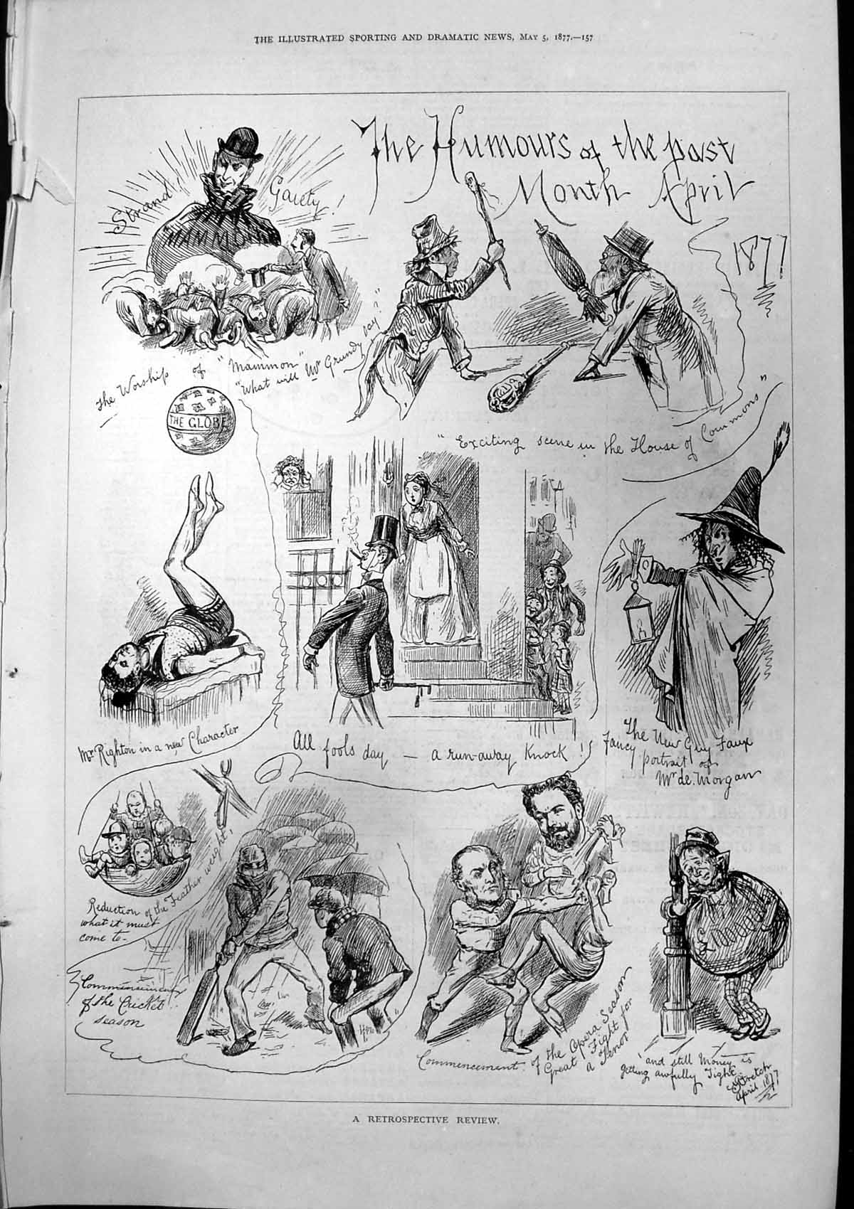 Old Print Humours Past Month April Retrospective View All Fools Day 1877 19th