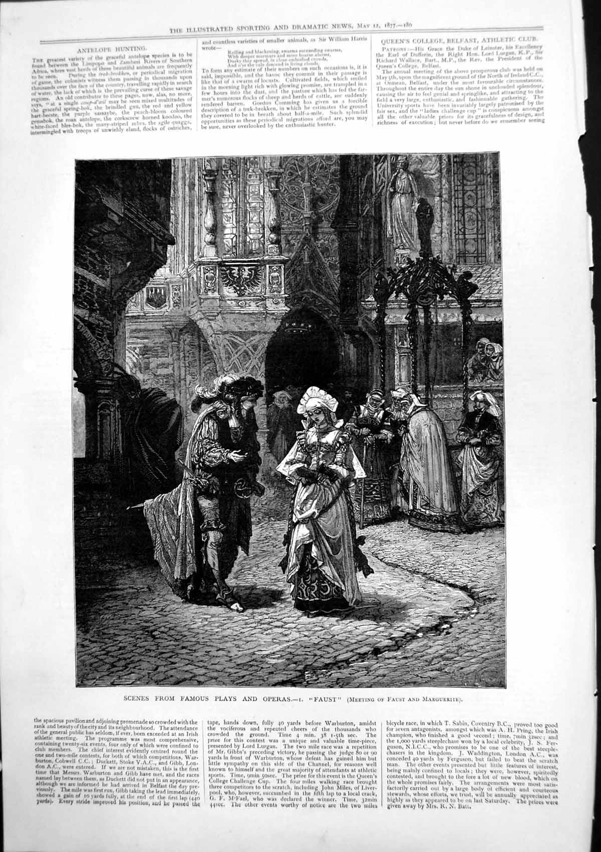 Antique Print Scenes From Famous Plays Operas Faust Meeting Marguerite 1877