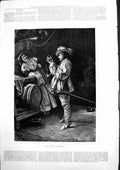 Antique Old Print Wiil That Di Signor? Woman Man Inspecting Glass Barrel 1877