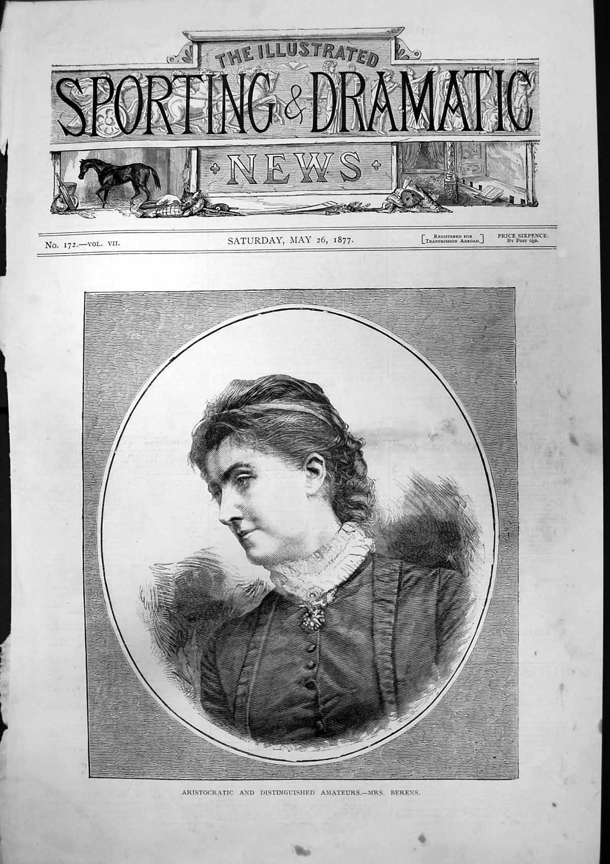Original Old Antique Print Aristocratic Distinguished Amateurs Mrs Berens 1877