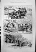 Old Bank Holiday Thames J Temple Fulham Church Making Boat Ready 1877 Victorian
