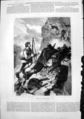Old Antique Print Sport In Switzerland Shooting Deer Rocks Mountains 1877 19th