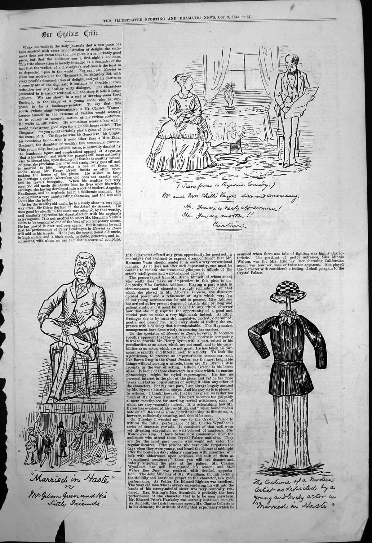 Antique Old Print Captious Critic Married Haste Costume Modern Artist 1875 19th