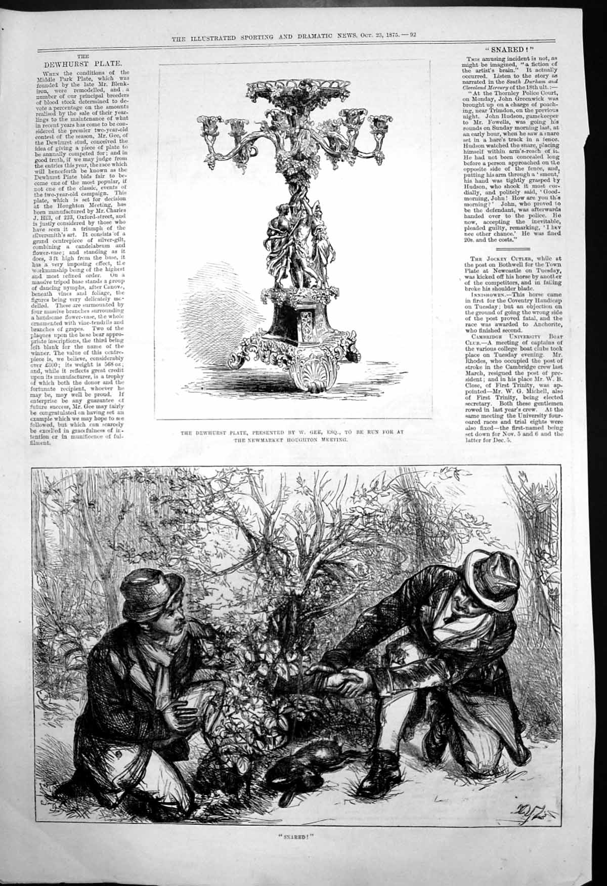 Antique Old Print Dewhurst Plate Run Newmarket Houghton Meeting Snared 1875