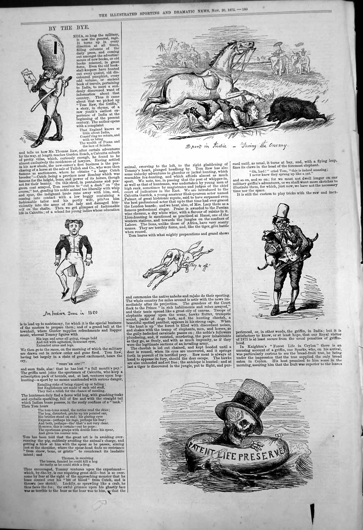 Old By Bye Indian Beau 1820 Sport India Facing Enemy Life Preserver 19th