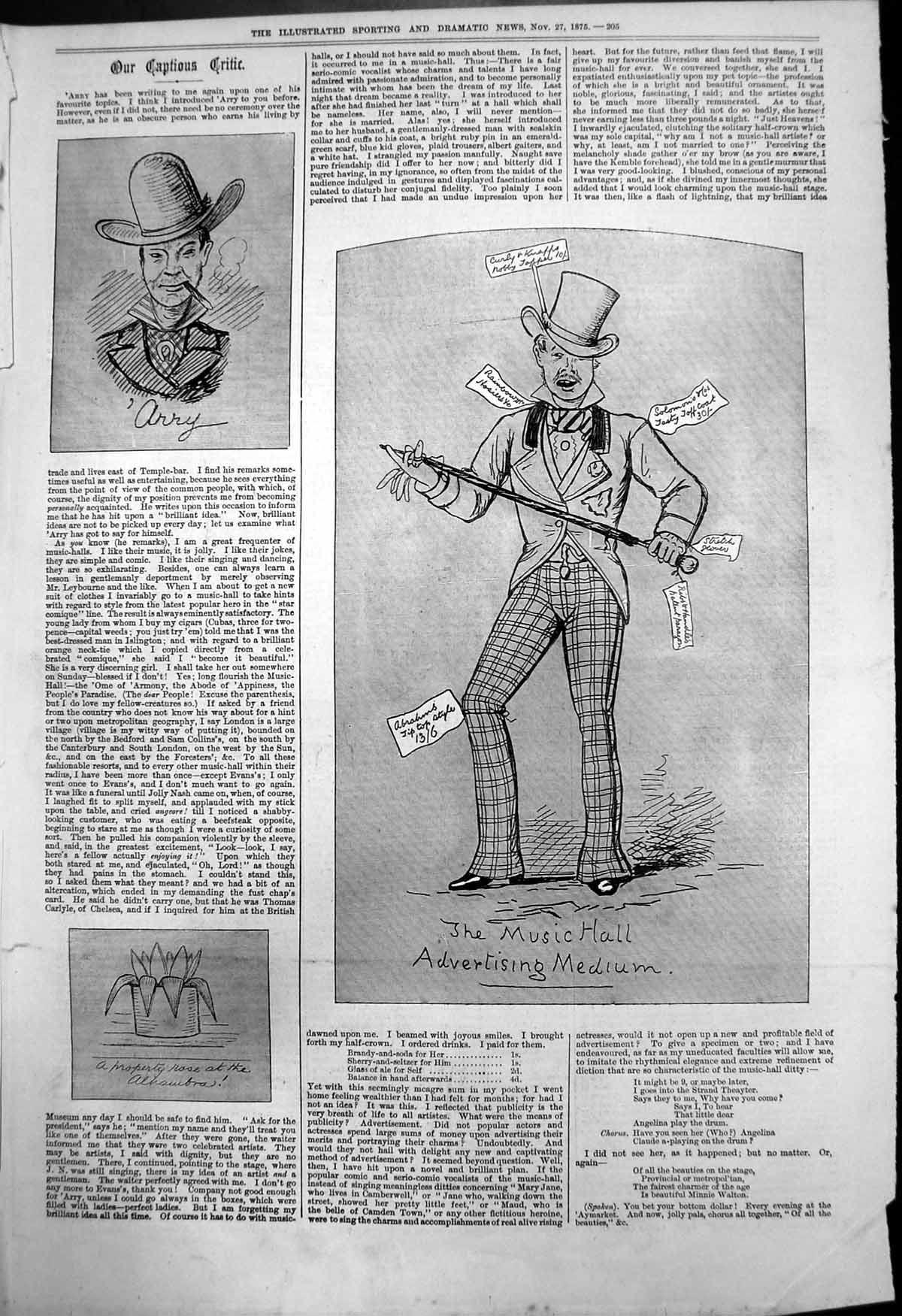 Old Captious Critic Arry Music Hall Advertising Medium Property Nose1
