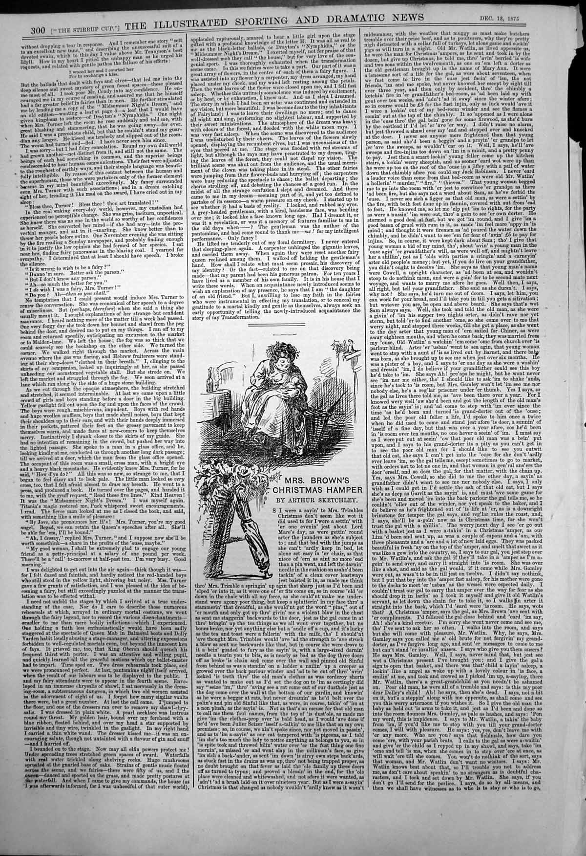 Old Antique Print Mrs Browns Christmas Hamper Arthur Sketchley Baby 1875 19th