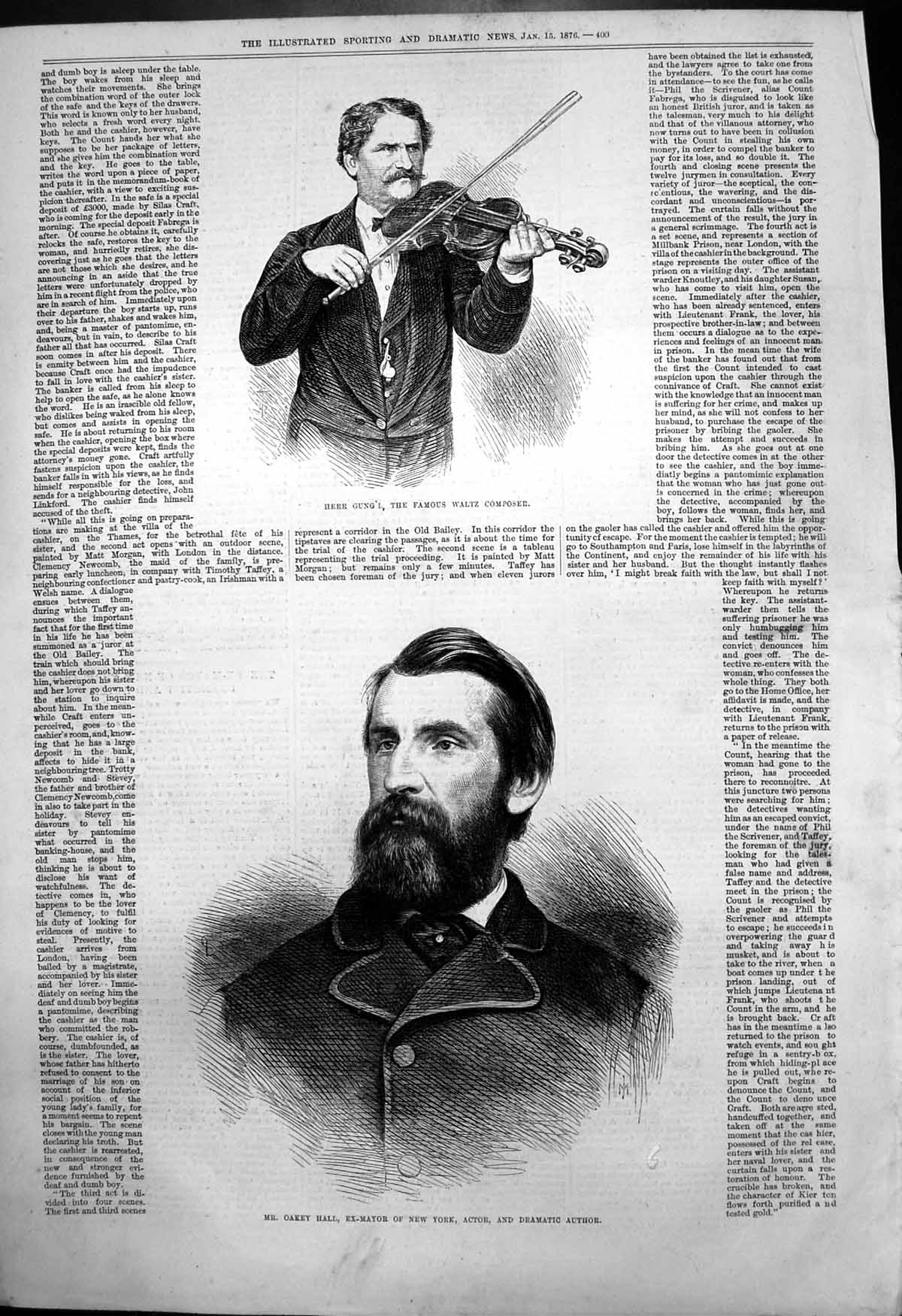 Antique Print Herr Gung'L Waltz Composer Oakey Hall Ex Mayor New York 1876 19th