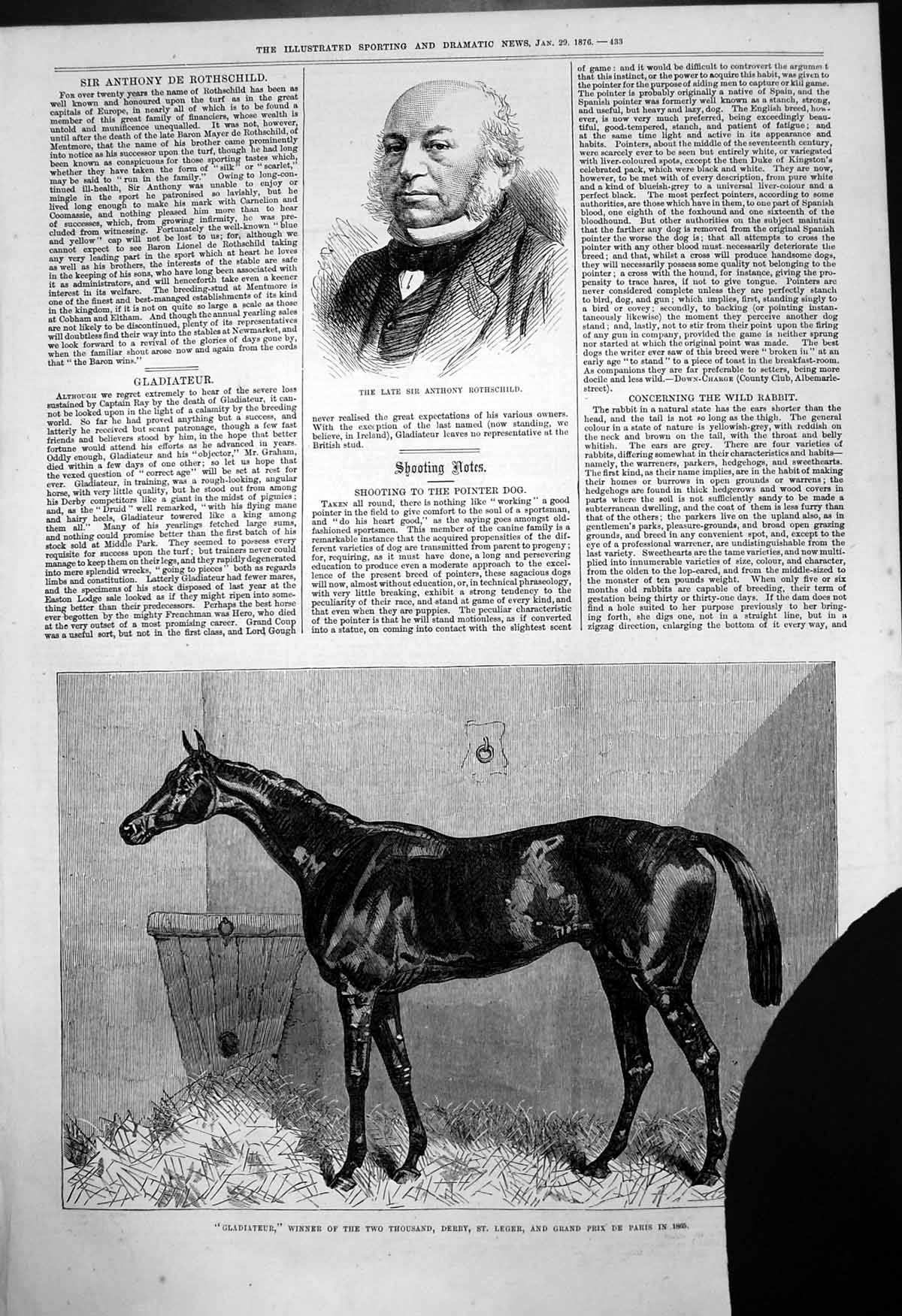 Old Sir Anthony Rothschild Gladiateur Winner Derby Paris 1876 Damaged Victorian