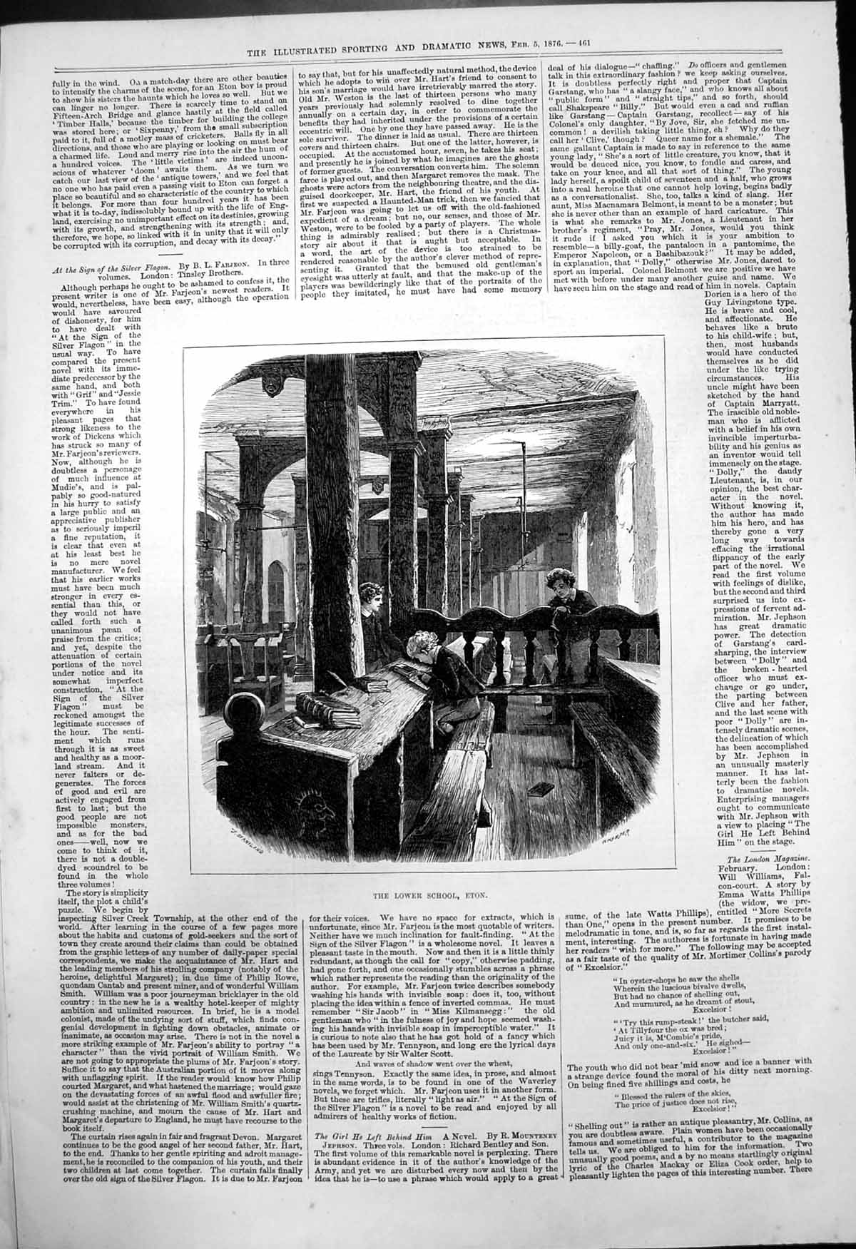 Original Old Antique Print Lower School Eton Cassells Picturesque Europe 1876