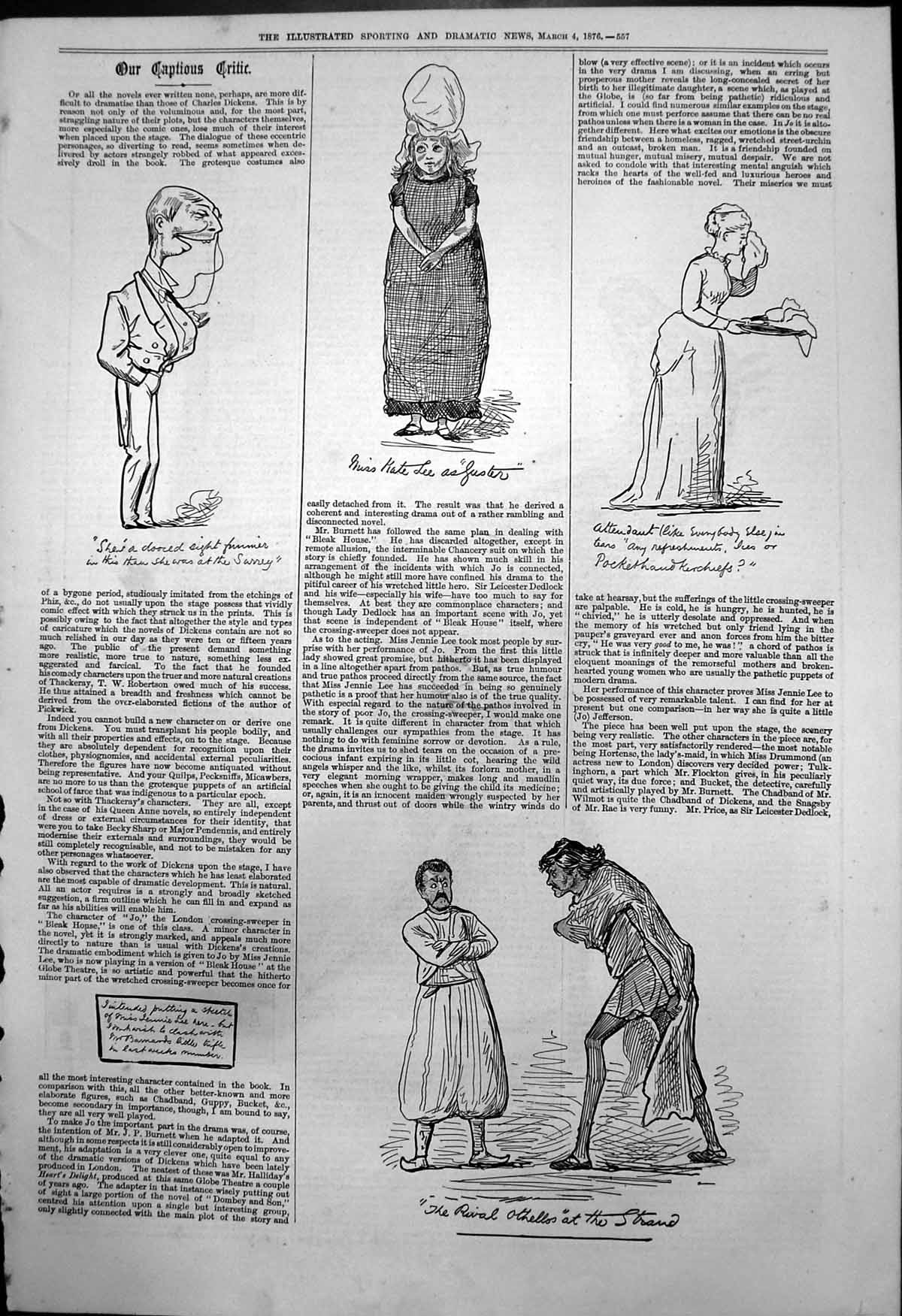 Antique Old Print Captious Critic Rival Othellos Strand Kate Lee Guster 1876