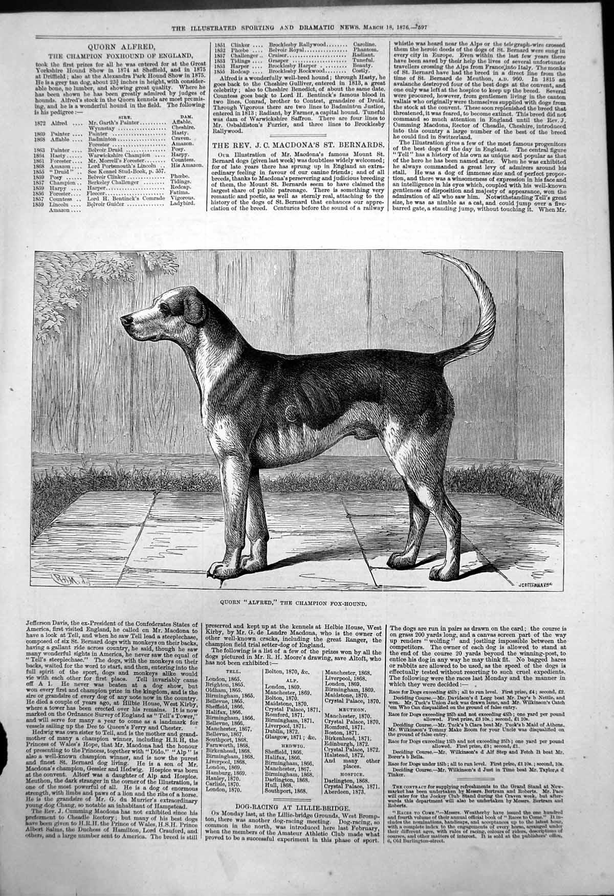 Original Old Antique Print Quorn Alfred Champion Fox Hound England 1876 19th