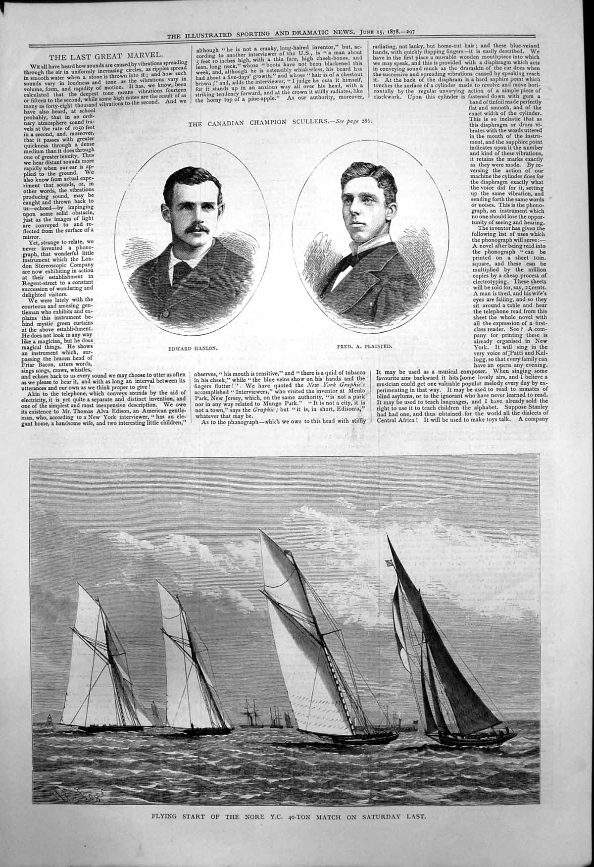 Old Canadian Scullers E Hanlon F Plaisted Nore Yacht Club Match 1878 Victorian