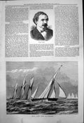 Original Old Antique Print Signor Ferri Royal Ulster Yacht Club Regatta 1878