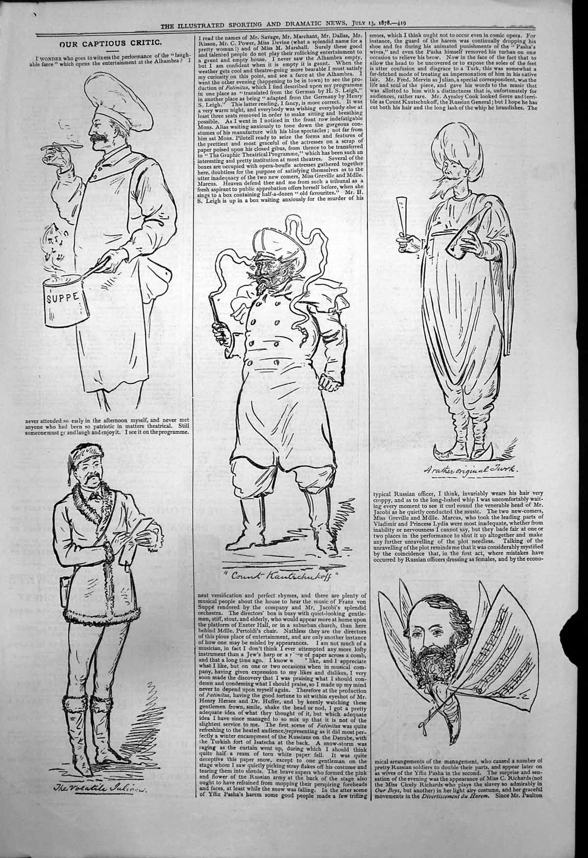 Old Captious Critic Fatinitza Alhambra Mr Savage Marchant Dallas 1878 Victorian