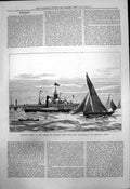 Old Print Channel Match Prince Wales Yacht Club Fleur De Lys Margate 1878 19th