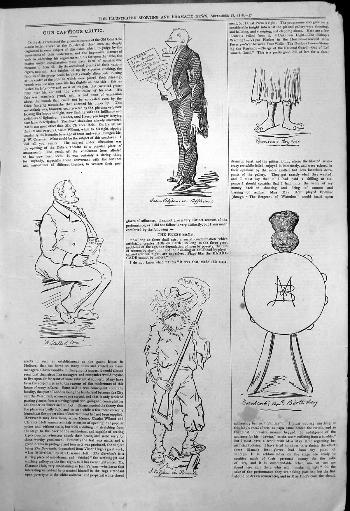 Old Captious Critic Stalled Ox Dukes Theatre Jean Valgean Affluence