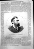 Original Old Antique Print Mr G Reeves Smith Manager Brighton Aquarium 1878