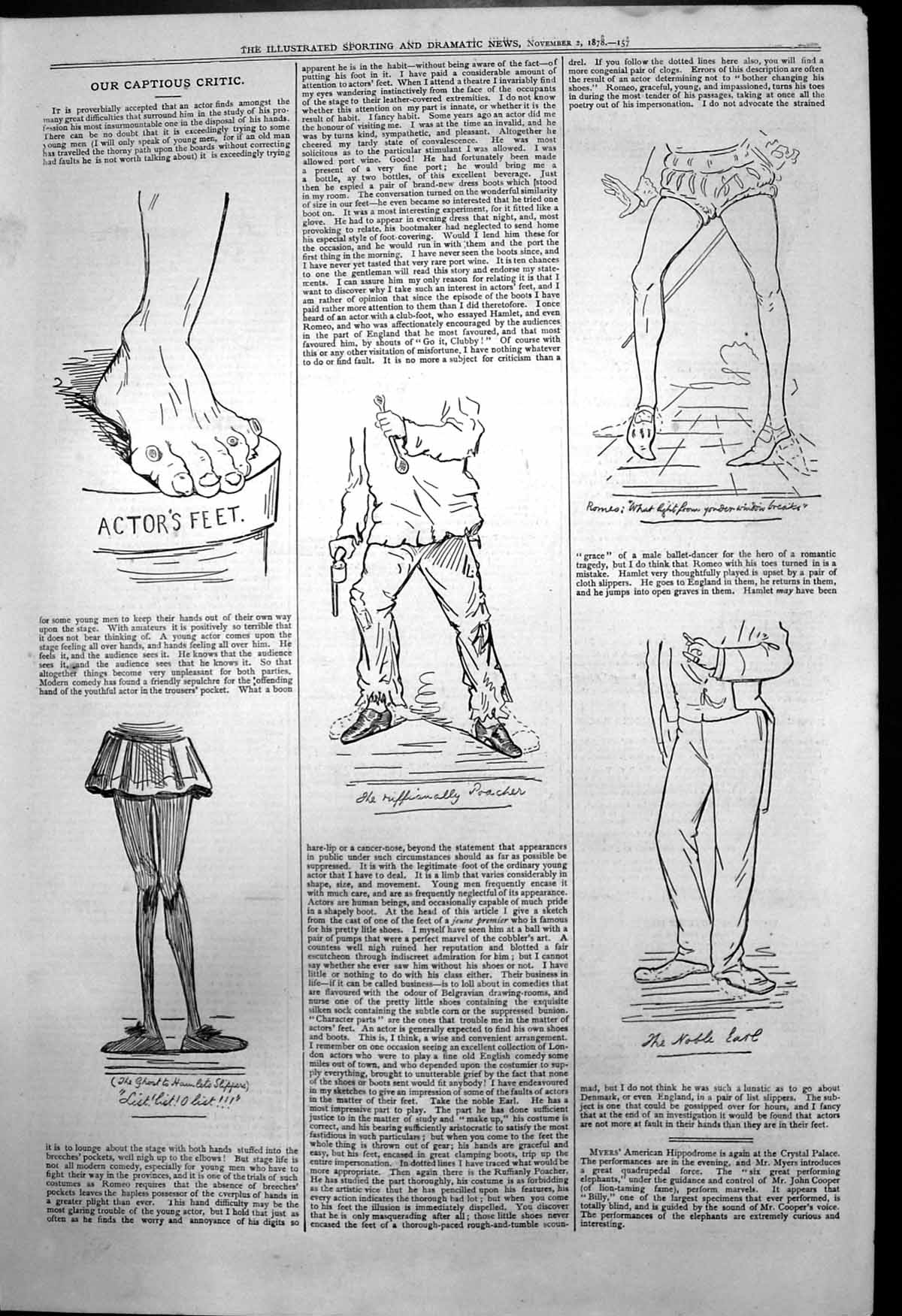 Old Captious Critic Actors Feet Ghost Hamlets Slippers Noble Earl 187 Victorian