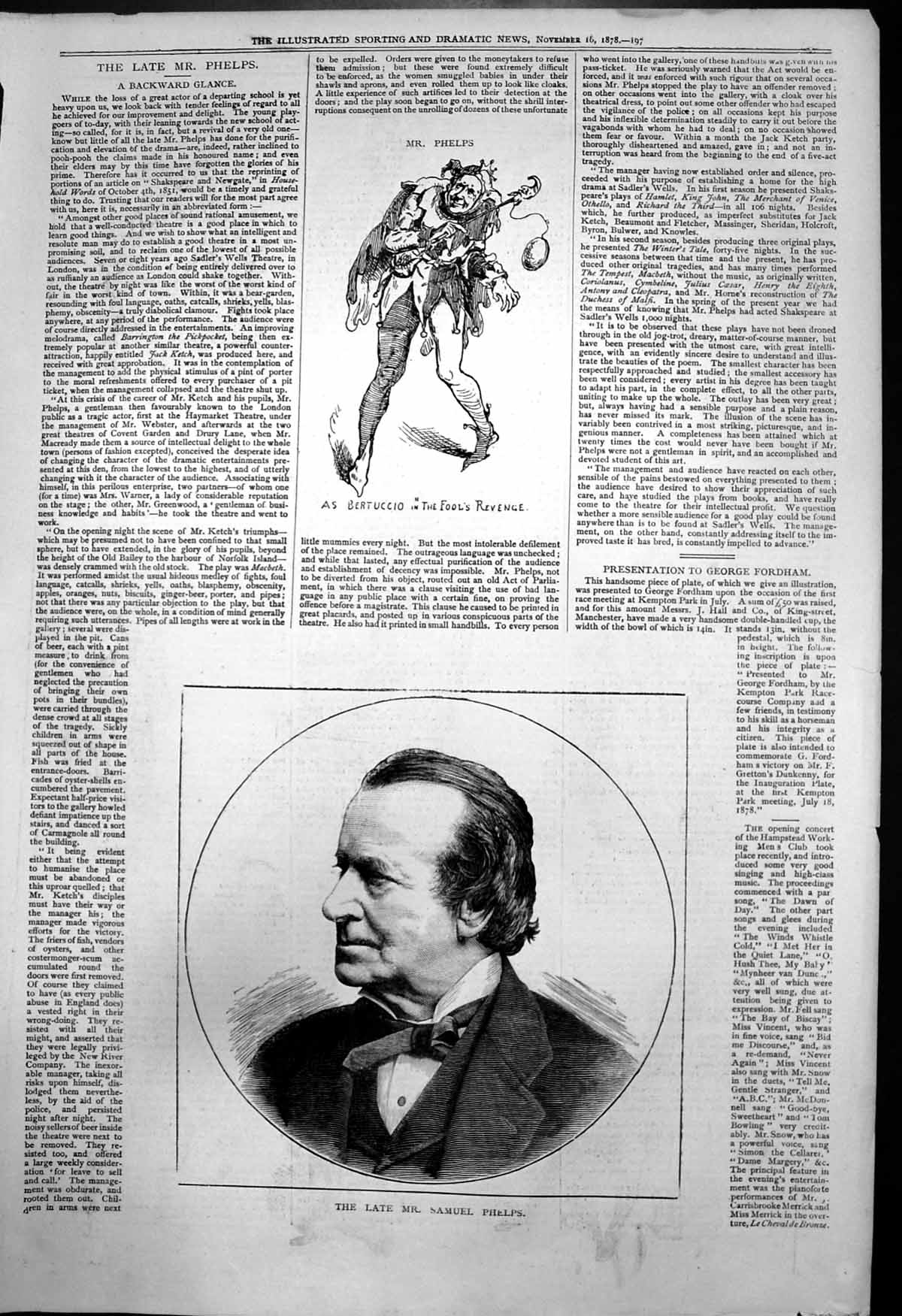 Old Antique Print Late Mr Samuel Phelps As Bertuccio Fools Revenge 1878 19th