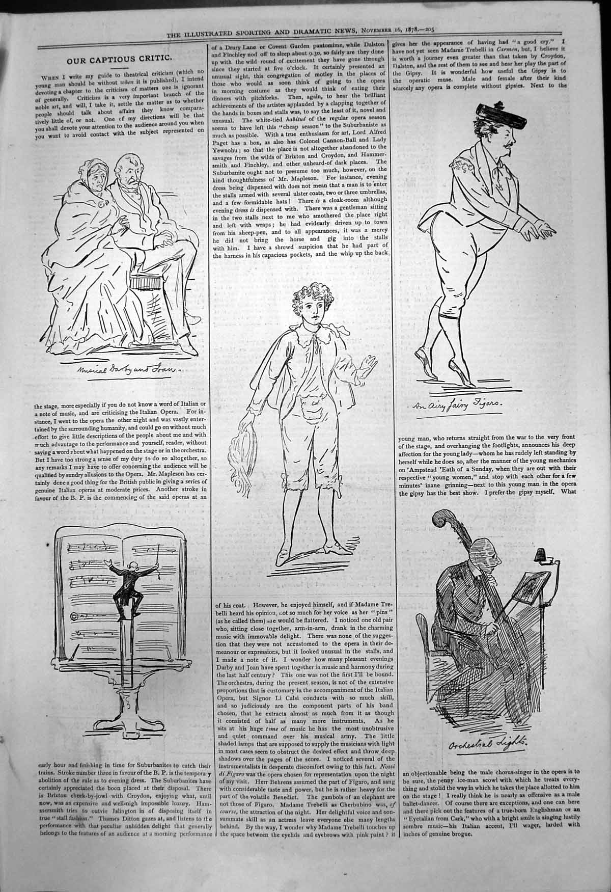 Old Captious Critic Musical Derby Joan Airy Fairy Figaro Orchestra 18 19th