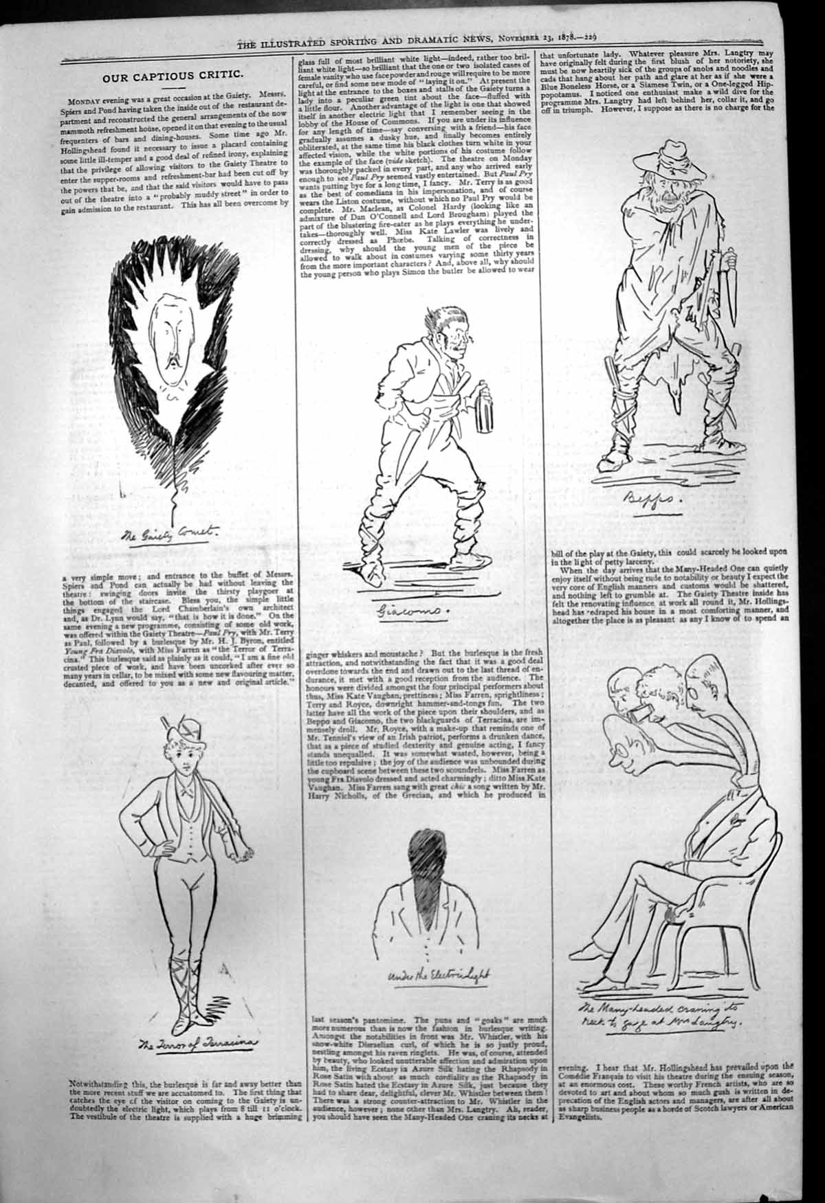 Old Captious Critic Gaiety Comet Young Fra Diavolo Terror Terracina