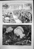 Antique Old Print Chrysanthemum Show Westminster Aquarium Tanks Sea Life 1878