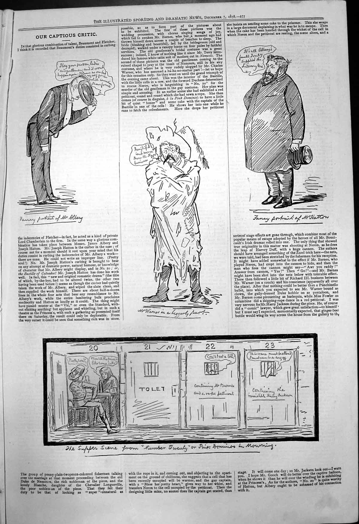 Old Captious Critic Supper Scene Number Twenty Mr Albery Hatton 1878 Victorian