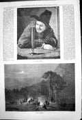 Antique Old Print Good Judge Man Glass Bivouac Around Camp Fire Night 1878 19th