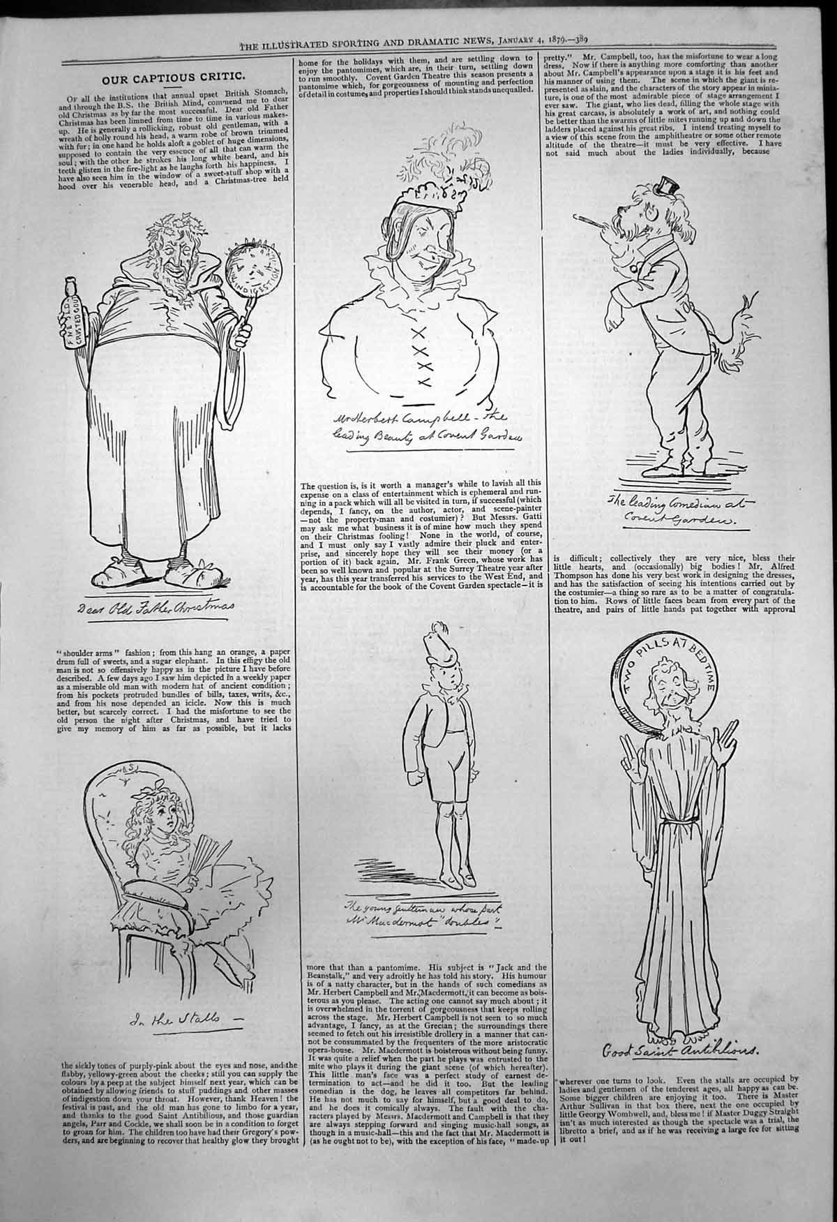 Antique Print Captious Critic Dear Father Christmas Good Saint Antiblious