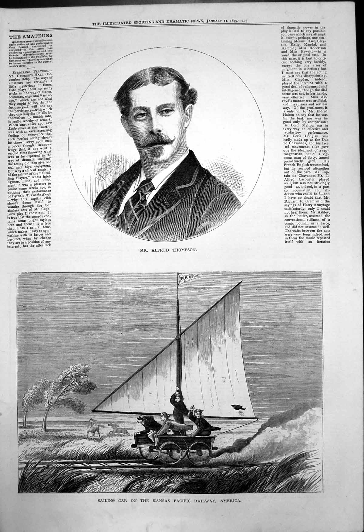 Old Mr Alfred Thompson Sailing Car Kansas Pacific Railway America 187 Victorian