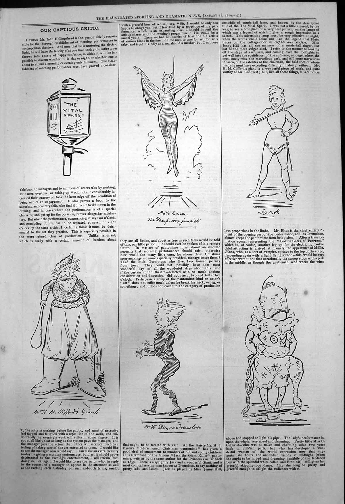Antique Print Captious Critic Jack Giant Killer Vital Spark Jenny Hill 1879