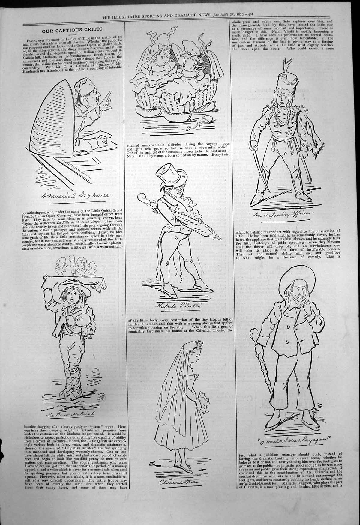 Old Print Captious Critic La Fille De Madame Angot Musical Dry Nurse 1879 19th