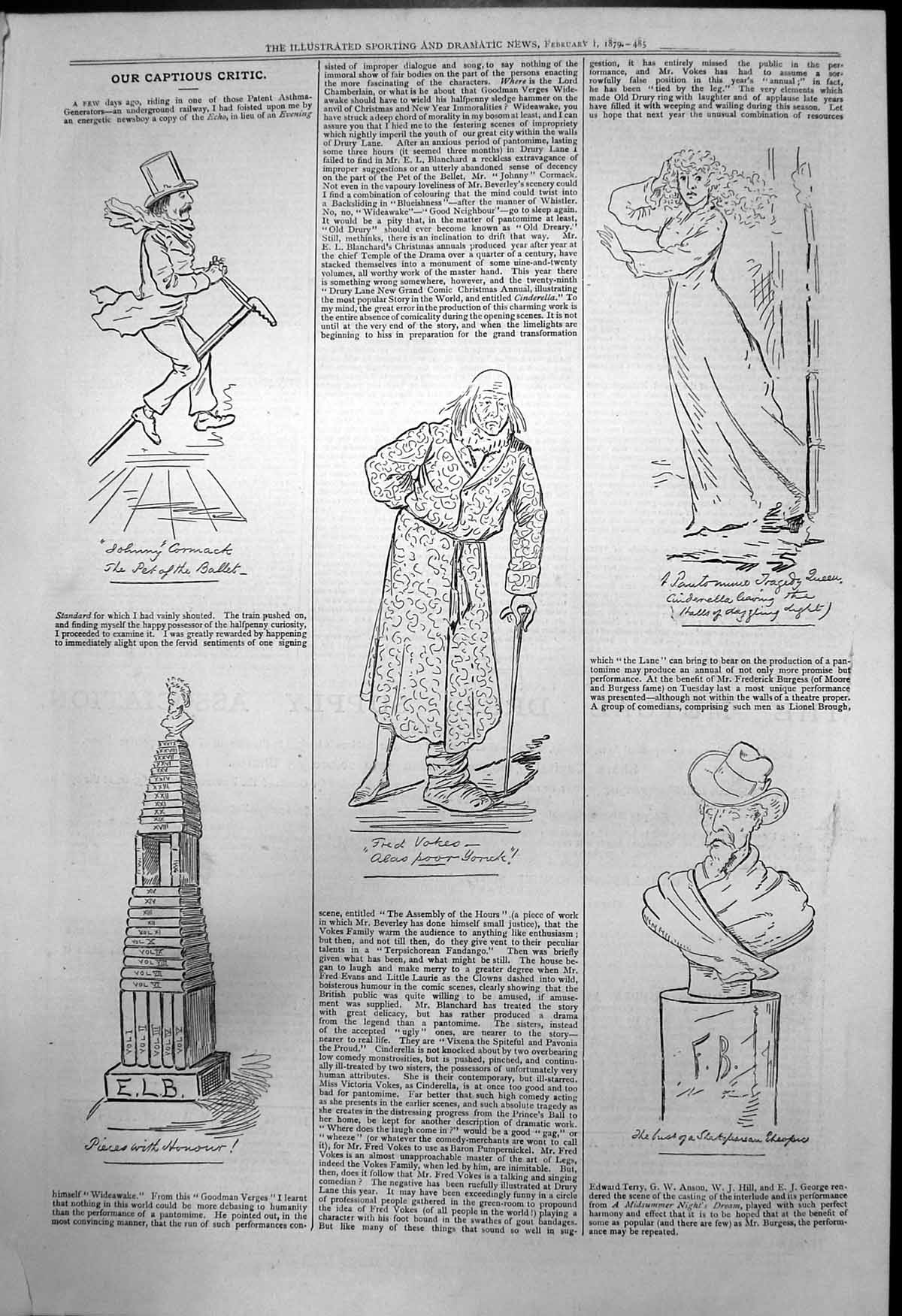 Antique Print Captious Critic Wideawake Goodman Verges Johnny Cormack 1879 19th