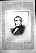 Original Old Antique Print Late General Peel 1879 19th Century