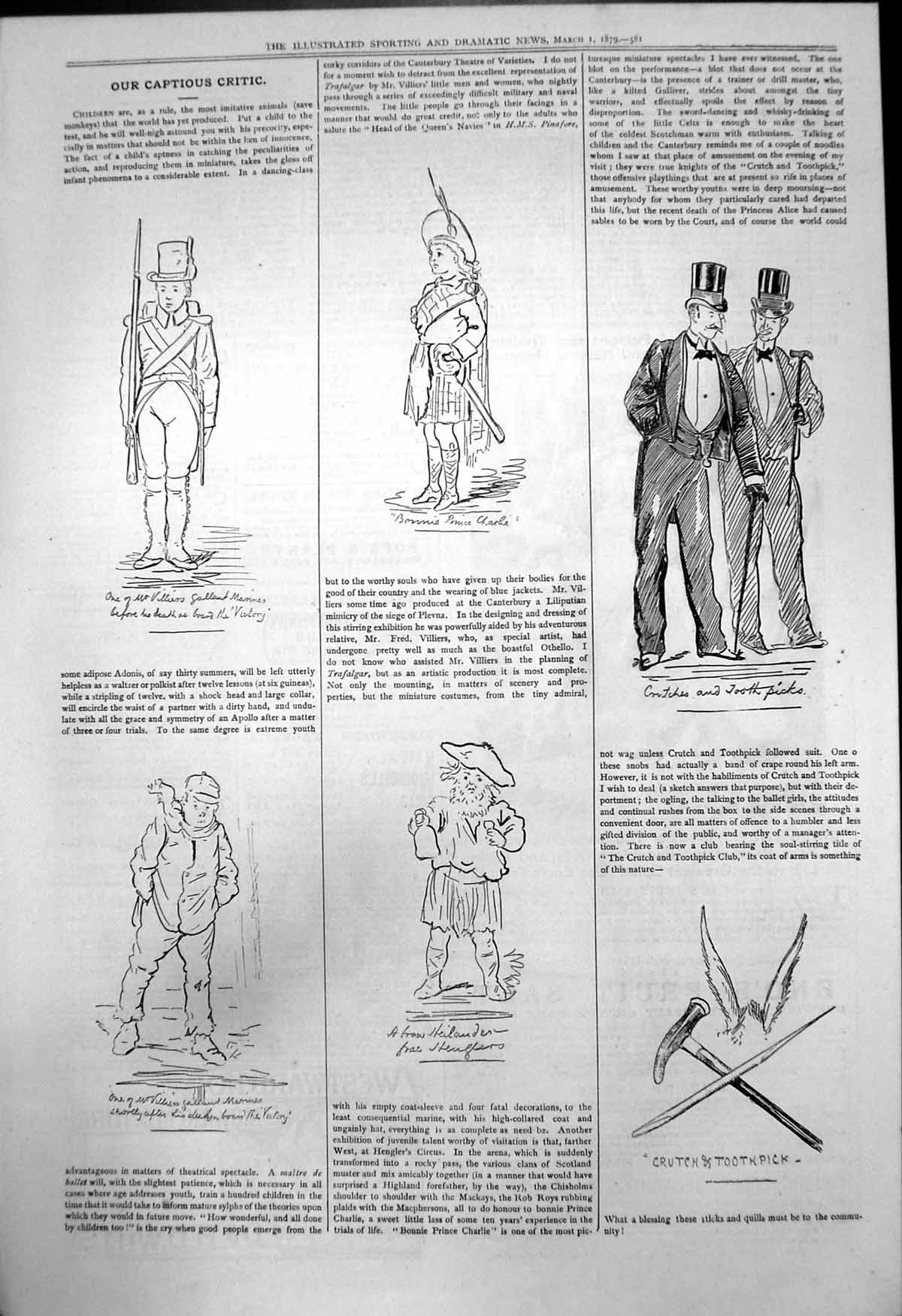 Old Captious Critic Trafalgar Crutch Toothpick Bonnie Prince Charlie