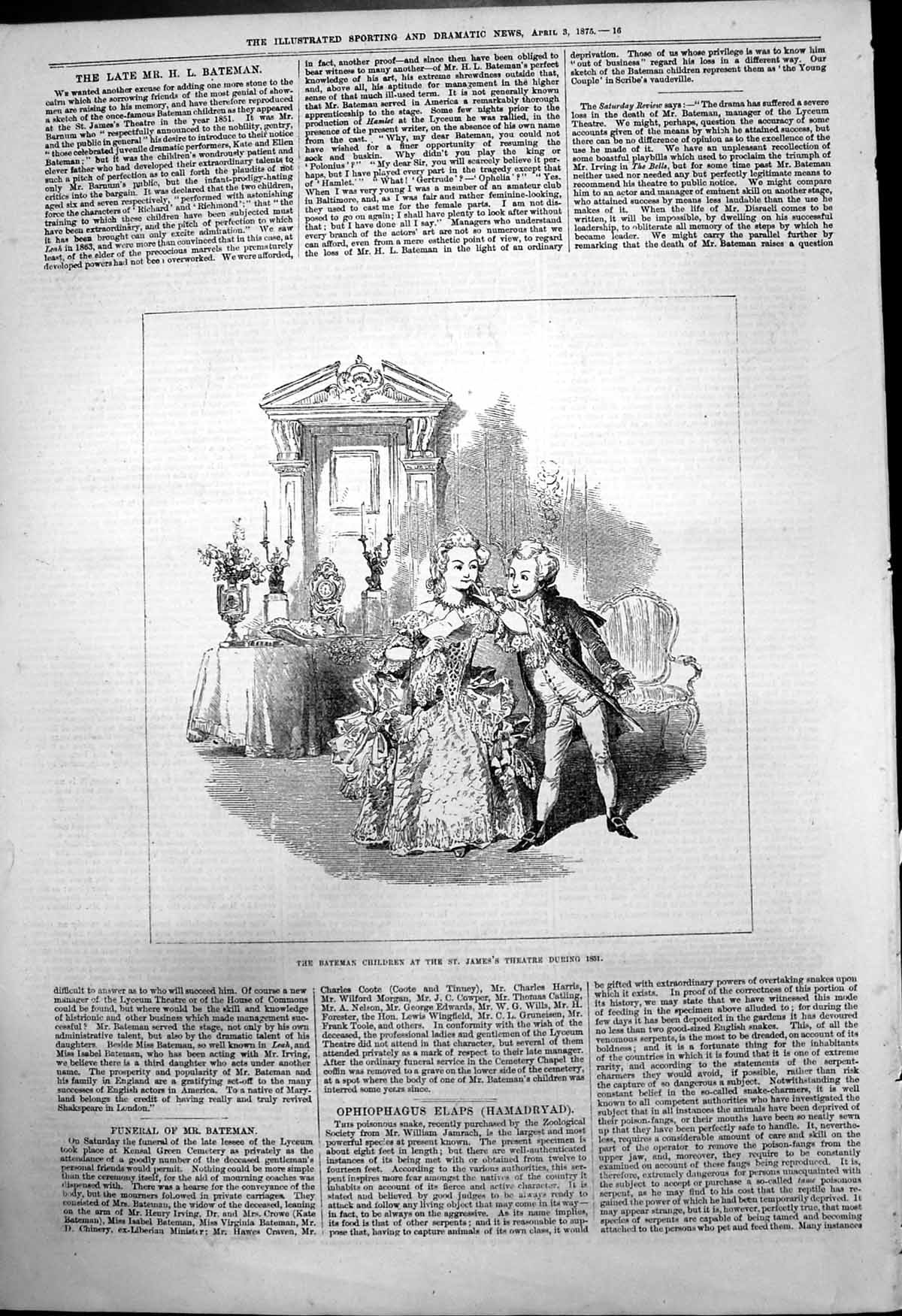 Original Old Antique Print Bateman Children St Jamess Theatre During 1851 1875