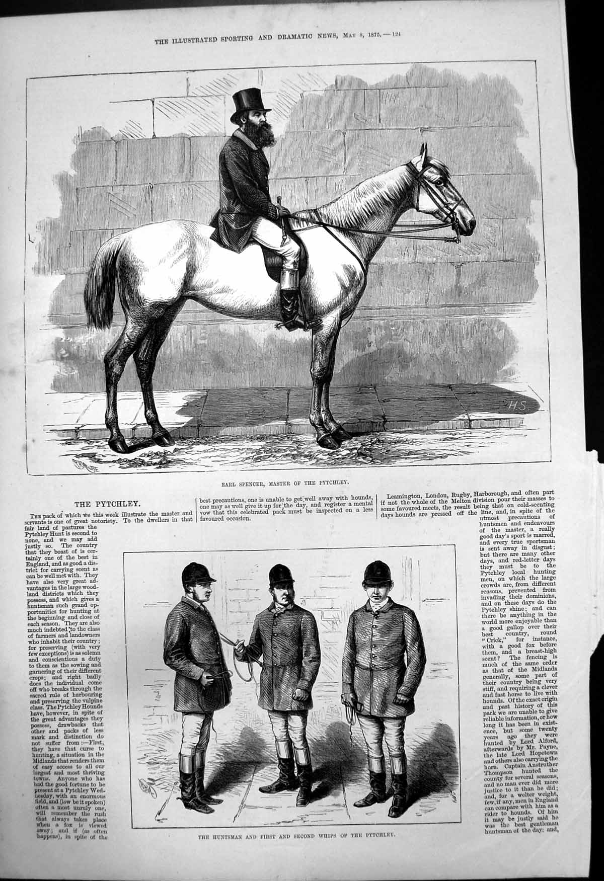 Antique Print Earl Spencer Master Pytchley Huntsman First Second Whips 1875