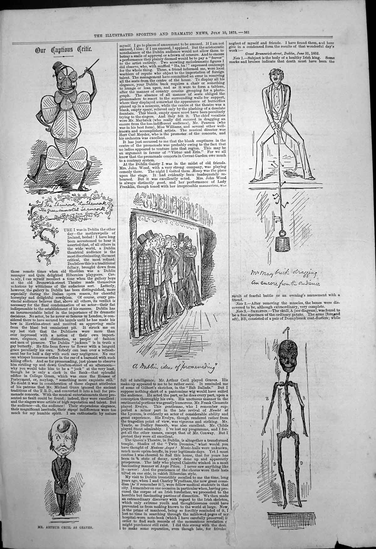 Old Captious Critic Arthur Cecil Graves Dublin Idea Promenading 1875 Victorian