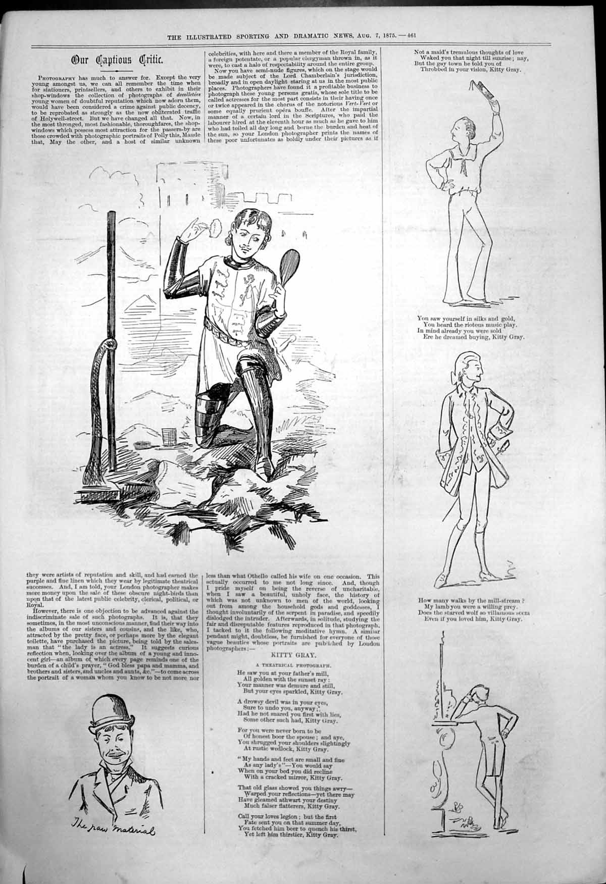 Old Captious Critic Raw Material Kitty Gray Theatrical Photograph 187 Victorian