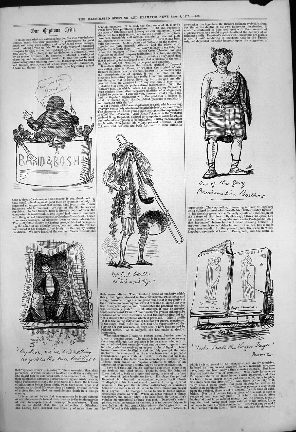 Old Captious Critic Blue Beard Mr E Odell Diamond Eye Band Bosh 1875 Victorian