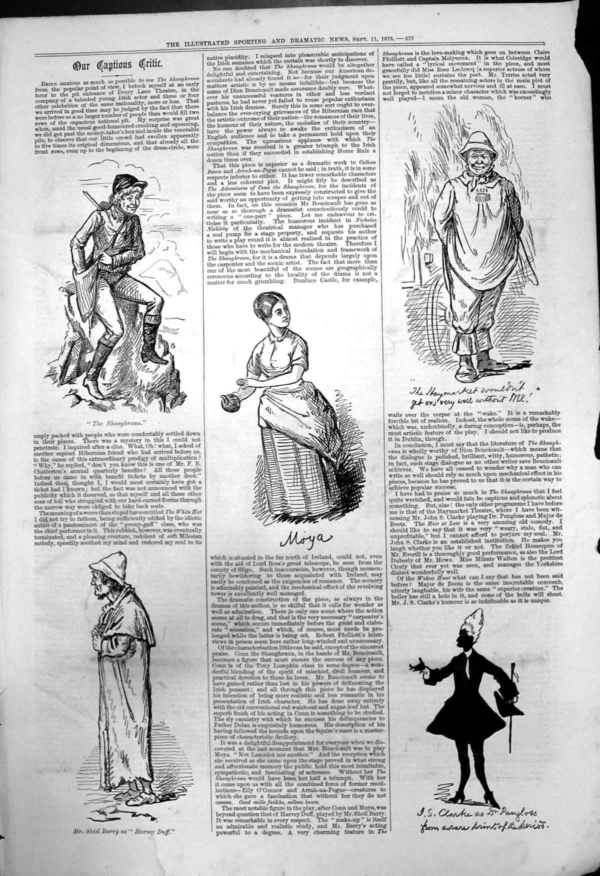 Old Captious Criticshaughraun Shiel Barry Harvey Duff Dr Pangloss 187 Victorian