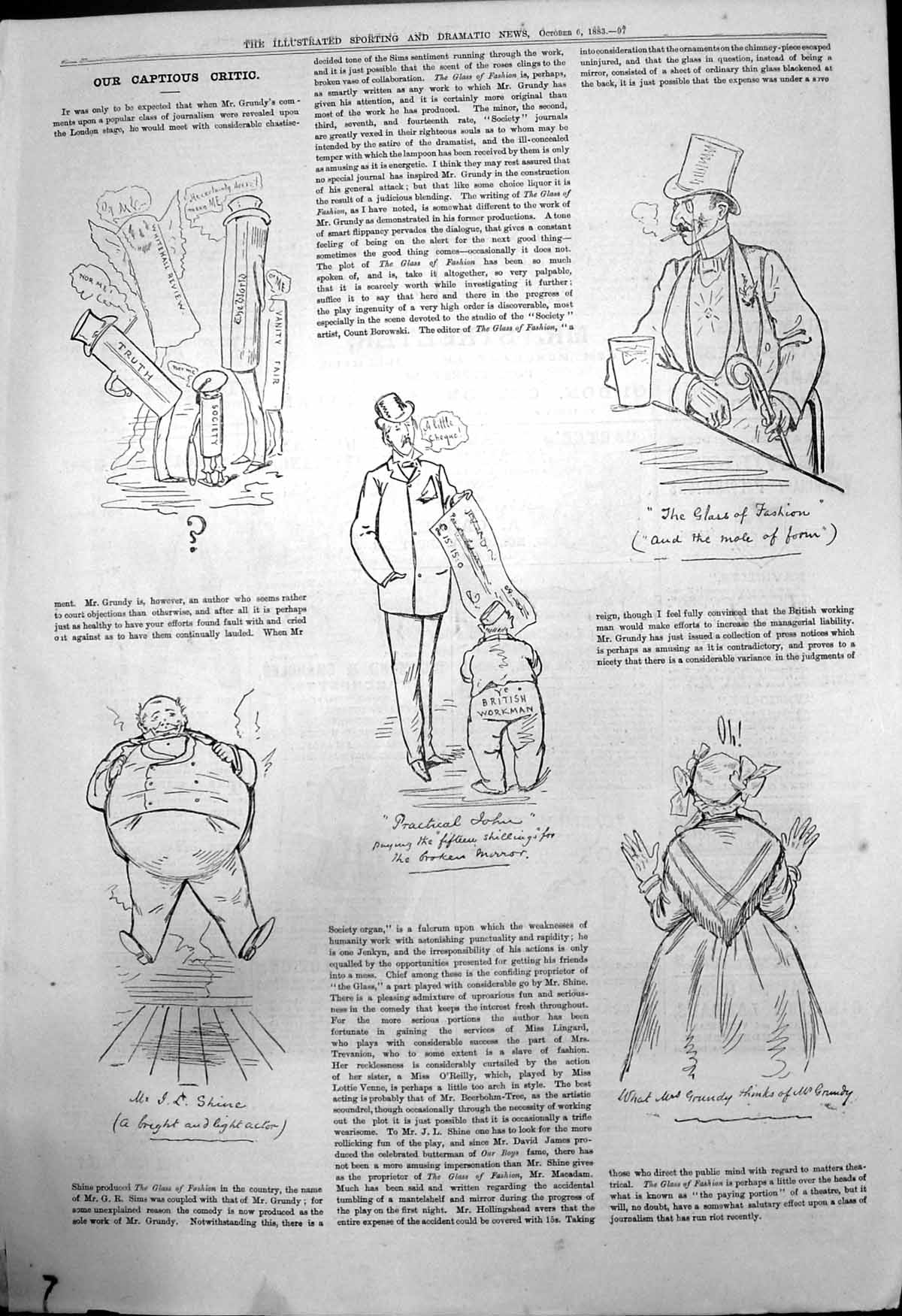 Old Captious Critic Glass Fashion Mr Grundy Practical John Mirror 188 Victorian