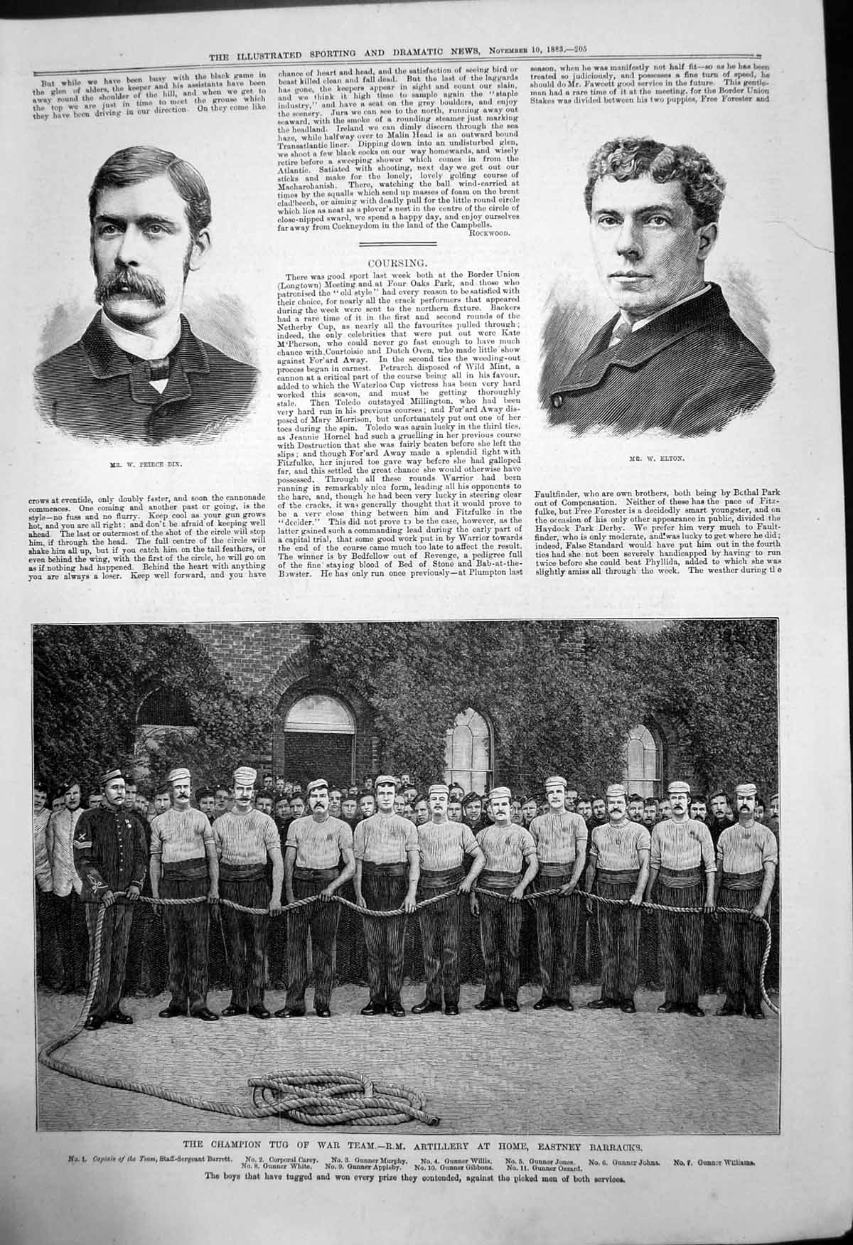 Antique Print W Peirce W Elton Champion Tug War Team Artillery Eastney 1883
