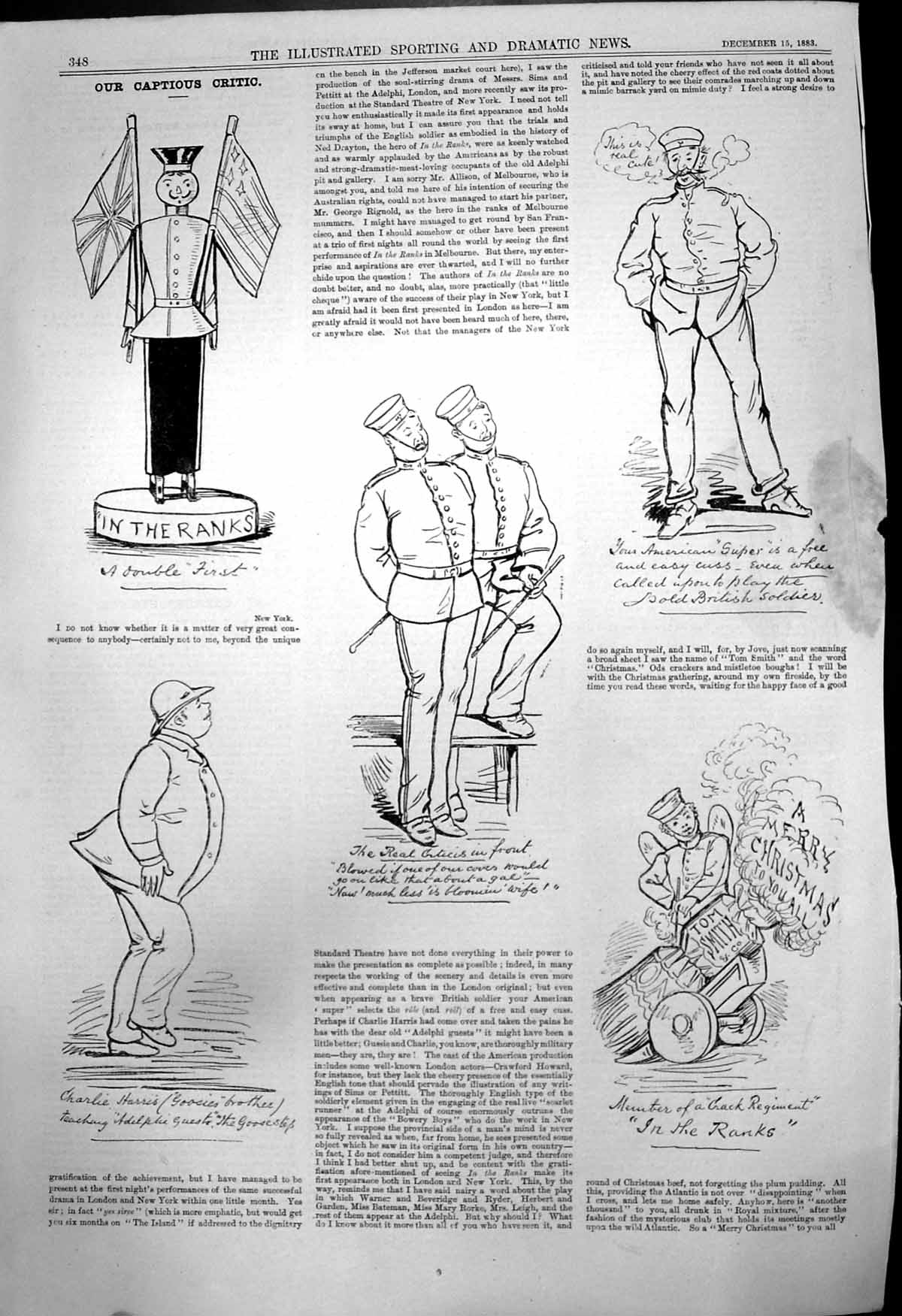 Antique Print Captious Critic In Ranks Charlie Harris Goosies Brother 1883 19th
