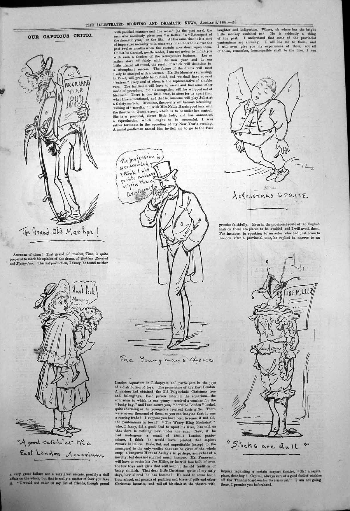 Old Captious Critic Drama 1884 Joe Miller Catch London Aquarium 1884 Victorian