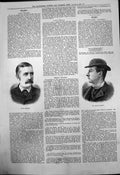 Original Old Antique Print Portraits Major Marinden Mr Edward Compton 1884 19th