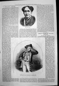 Original Old Antique Print Mr Basil Young Portrait W Oxberry In Character 1877